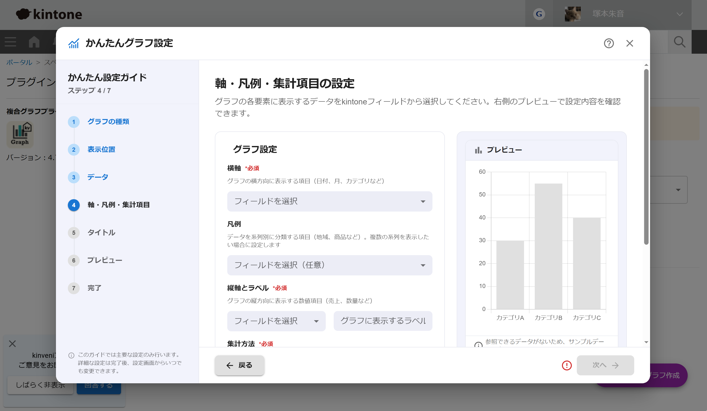 かんたん設定ガイド STEP4: 軸・凡例・集計項目