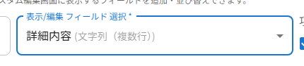 表示/編集フィールド追加で詳細内容フィールドを設定した状態